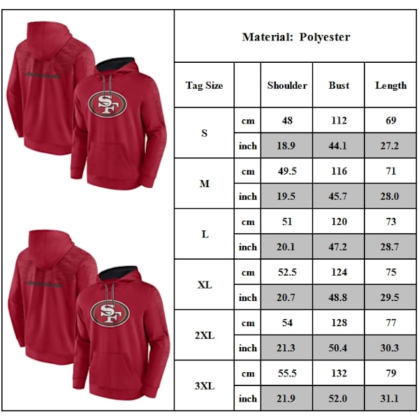 San Francisco 49ers Hoodie Rugby League Herrar Huvtröja 2XL