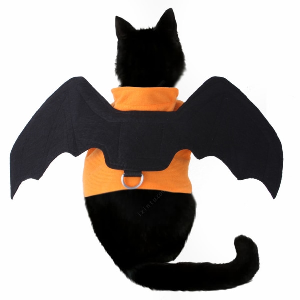 Halloween Svart Fladdermusvingar Husdjursdräkt Katter Valpar Husdjurstillbehör Orange L