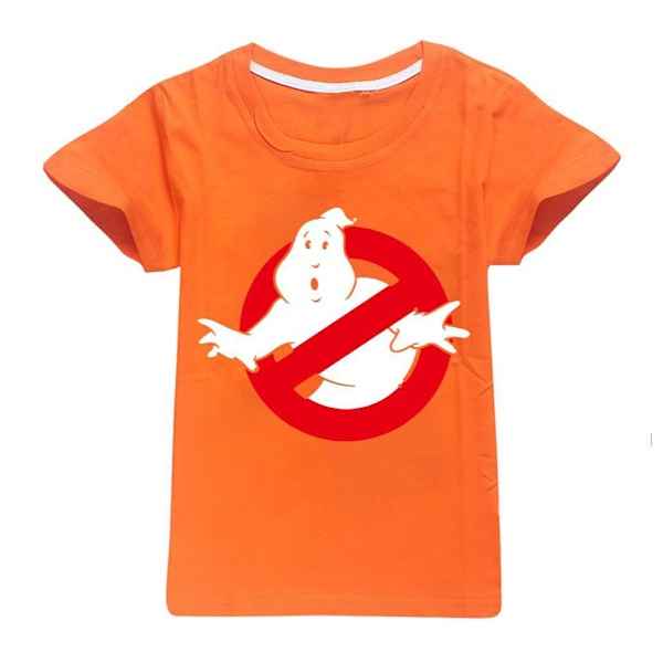 Barn Pojkar Flickor Ghostbusters Tryck T-Shirt Toppar Sommar Casual Kortärmad Tee Orange 130cm