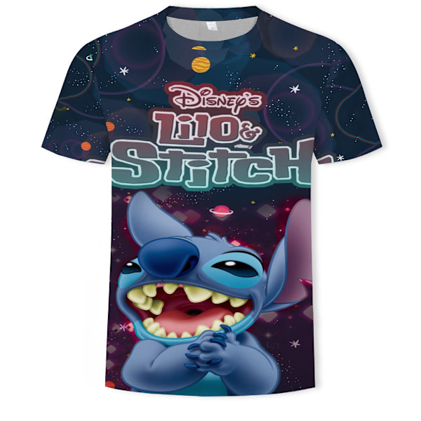 Barn Pojkar Flickor Lilo & Stitch Kortärmad T-Shirt Blus Rund Hals Tee Toppar B 150cm