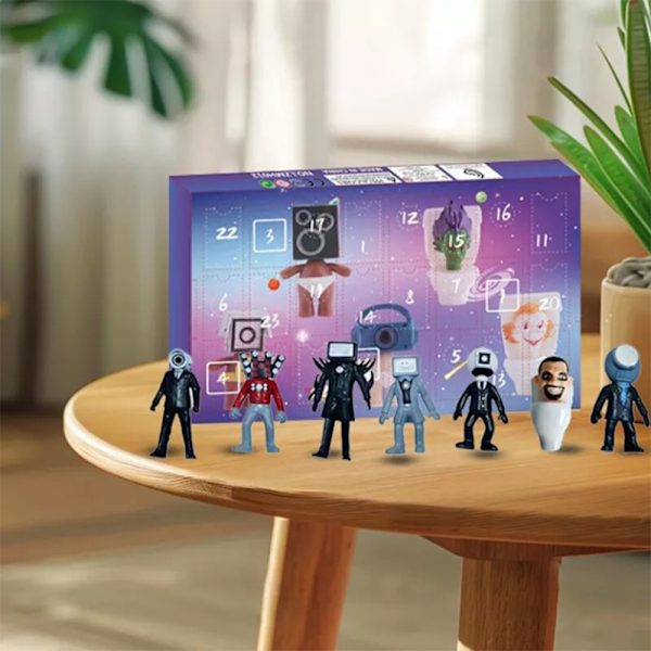 Adventskalender Skibidi Toaletter Adventskalender 2024 Toalett-TV-Man Figurer Julkalender | 24 Dagars Skibidi Toalettfigurer Leksaker