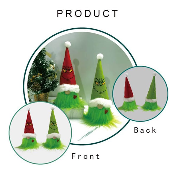 28cm Grinchmas Julgonk Tomte Plyschleksak Ansiktslös Docka Ornament Dekoration Red