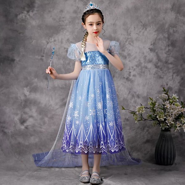 Småbarn Flickor Barn Prinsessa Anna Elsa Cosplay Kostym Fest Maskeradklänning 150cm