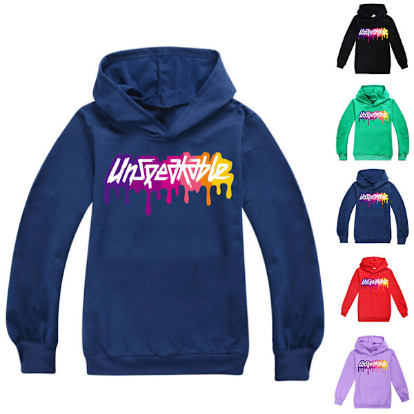 Barn Otalbar Casual Hoodie Pullover Hooded Sweatshirt Vinter Navy blue 130cm