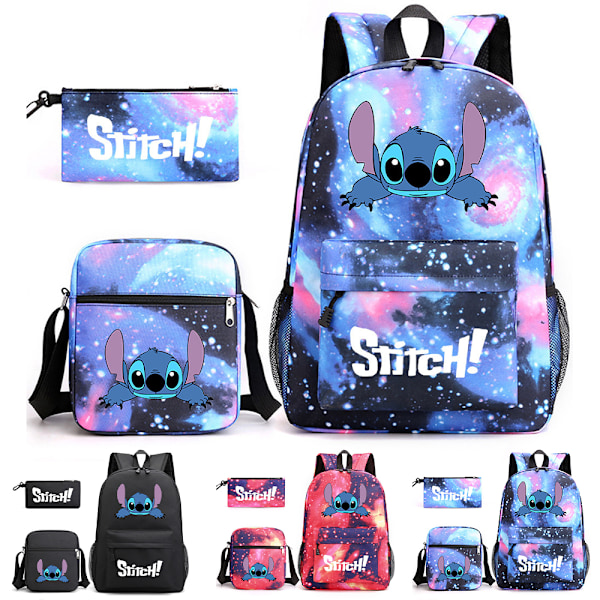 Lilo & Stitch Skolväska Ryggsäck Student Ryggsäck + Pennfodral + Axelväska Blue