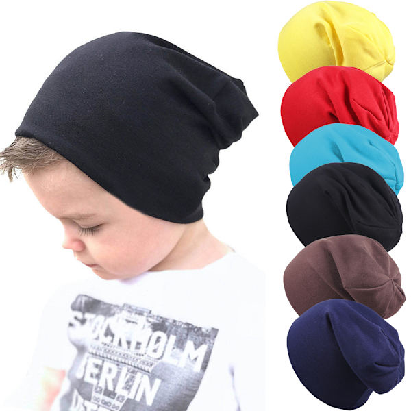 Børne Vinter Strikkede Beanies Huer til Drenge Piger Varm Udendørs Black