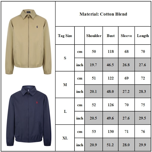 Herrar Zip-Up Motorcykeljacka Höstjacka Långärmad Sportkläder Khaki XL