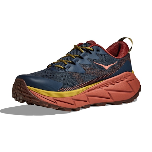 HOKA ONE ONE Skyline Float X Herrskor Låg-Topp Vägspringande Träningsskor Stretch-Stickade Vandringsskor Deep Blue+Brick Red 42