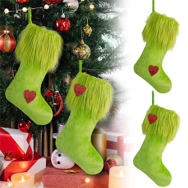 Julstrumpor Gröna Grinches Strumpa Julgran Hängande Strumpdekoration