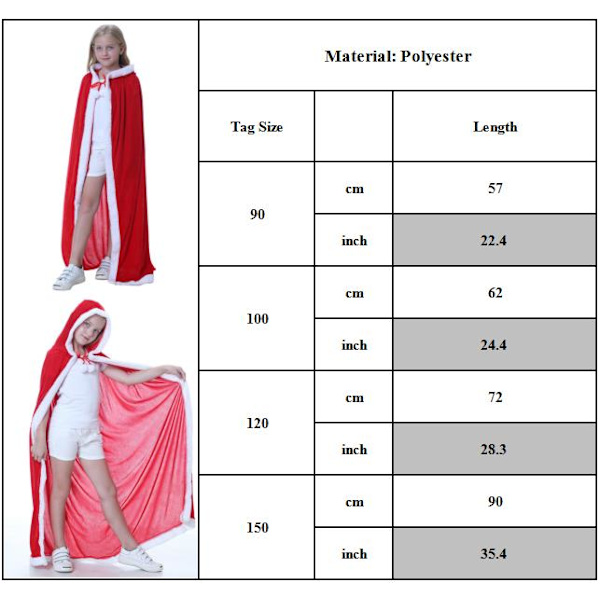 Jouluviitta Lasten Joulupukin Viitta Puku Joululahja 150cm