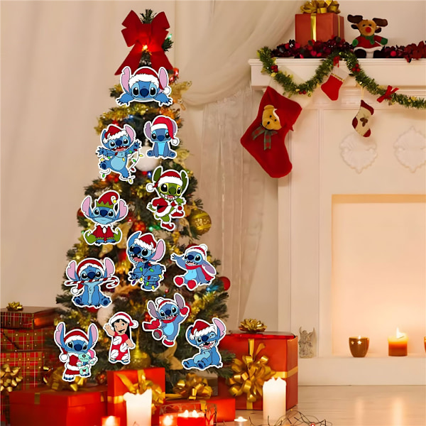 24 kpl Christmas Stitch -koriste joulukuusen riippuva koriste 2D-litteät riipukset A