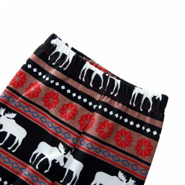 Barn Flicka Pojke Jul Xmas Outfit Pyjamas Set Sovkläder Nattkläder Loungewear Red Reindeer 100cm