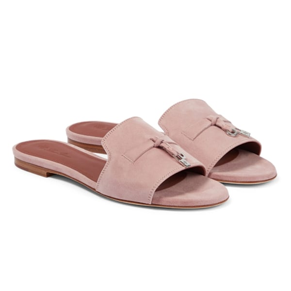 LORO PIANA Sommarcharmiga mockasandaler Pink 37