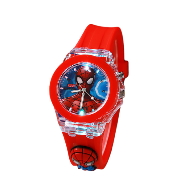 Pojkar Flickor Barn Armbandsur Klocka Cartoon Silikon Luminous Barnklockor Present Spider Man