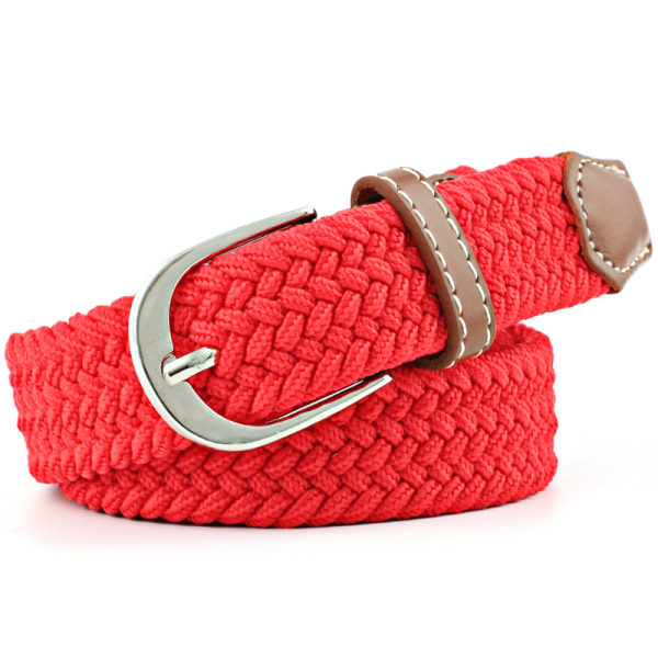 Herrbälte Casual Flätad Elastisk Tyg Stretch Elastiskt Bälte red 100CM
