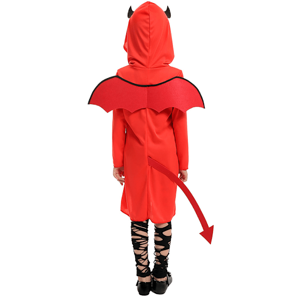 Barn Röd Demon Djävul Ond Bat Vampyrer Jumpsuit Klä Upp 2024 Halloween Party Cosplay Jumpsuit Bodysuit Kostymer för Barn Girl XL