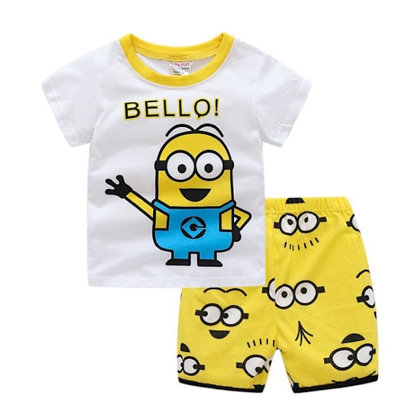 Børn Drenge Piger Minions Natttøj Pyjamas Kortærmet T-shirt Shorts Sæt PJ'er #5 100cm