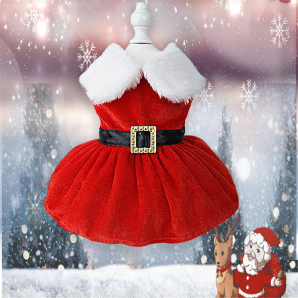 Hund juldräkt valpklänning, jultomten husdjurskjol vinter B XL