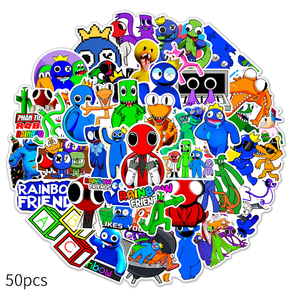 50 kpl Roblox Rainbow Friends -sarjakuvatarrat matkalaukkuun, vedenpitävät