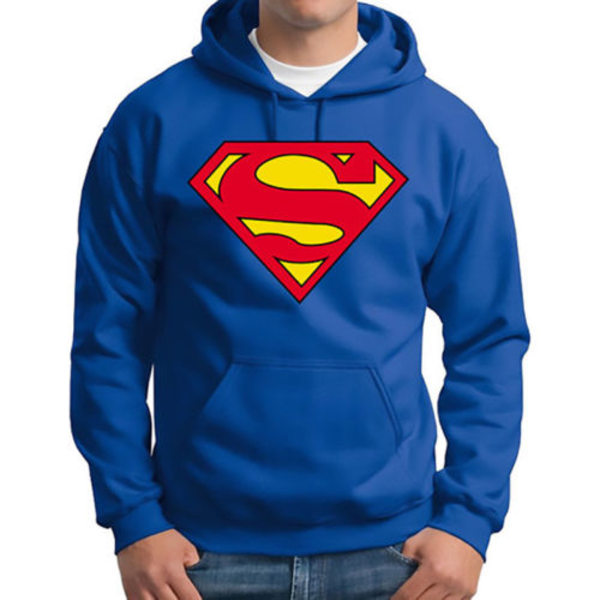 Herr långärmad blå Superman/Batman Hoodie Sweatshirt Jacka Blue XXL