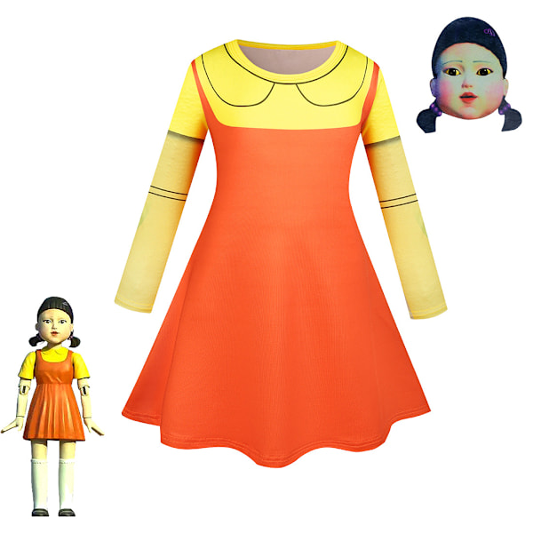 Piger Squid Game Cosplay Fancy Dress Robotdukke Pige Kostume Til Børn Spil Gul Cosplay Lisa Halloween Udklædning 3-14 År A 140cm