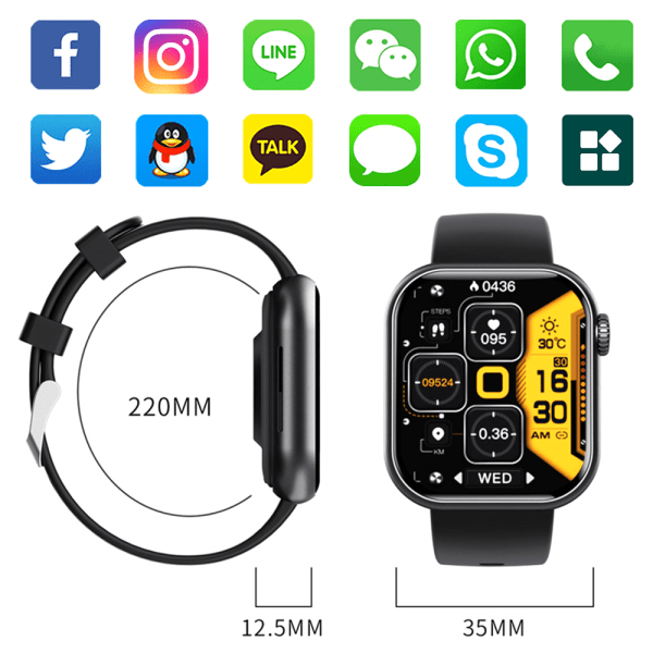 Sports Smart Watch Bluetooth Call Monitor Smartwatches Black-B