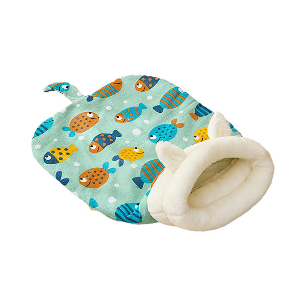Kattesovepose Blød Kælen Fluffy Følelse Fortykkede Kæledyrsdyner Killing Hvalpeseng Blue Clown Fish