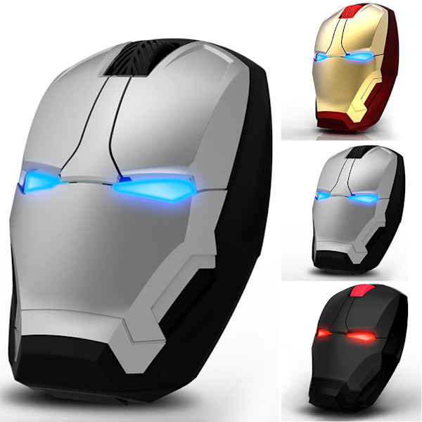 Portabel 24G Ergonomisk Trådlös Mus Mobil Iron Man Datorspelmöss Gold