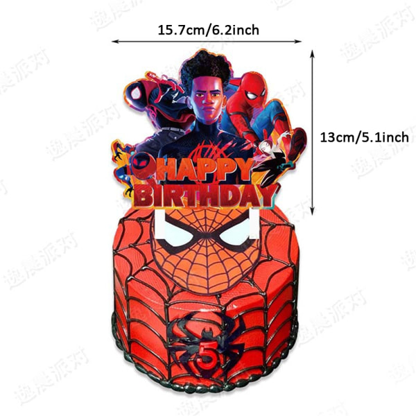 Spider-Man Födelsedagsballonger Party Dekor Banners Cake Toppers