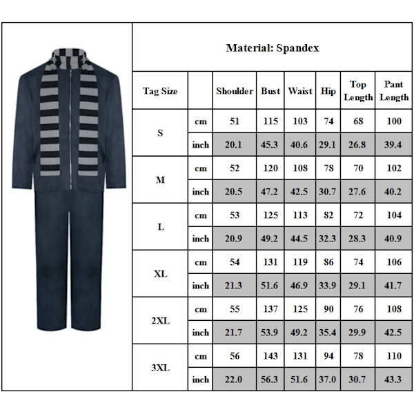 Vuxen Despicable Me Gru Cosplay Kostymer Halsduk Outfit Halloween Maskerad Finfina Kläder M
