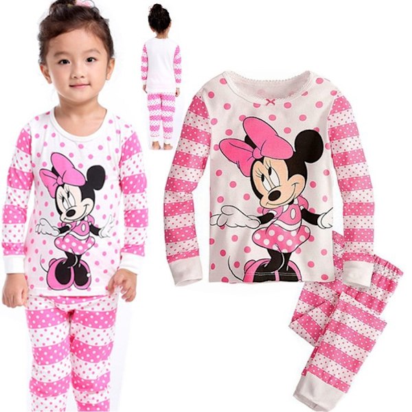 Söta Barn Flickor Minnie Mouse Motiv Långärmad Pyjamas Set Nattkläder Sovkläder #7 90cm