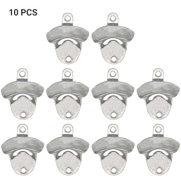 10 st Korkskruv Hängande Ölöppnare Portabel Väggmonterad Silver 10 PCS