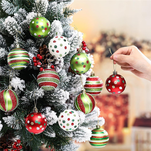 12 st julgranskulor i glitterplast, hängande dekorationer för jul 12PCS