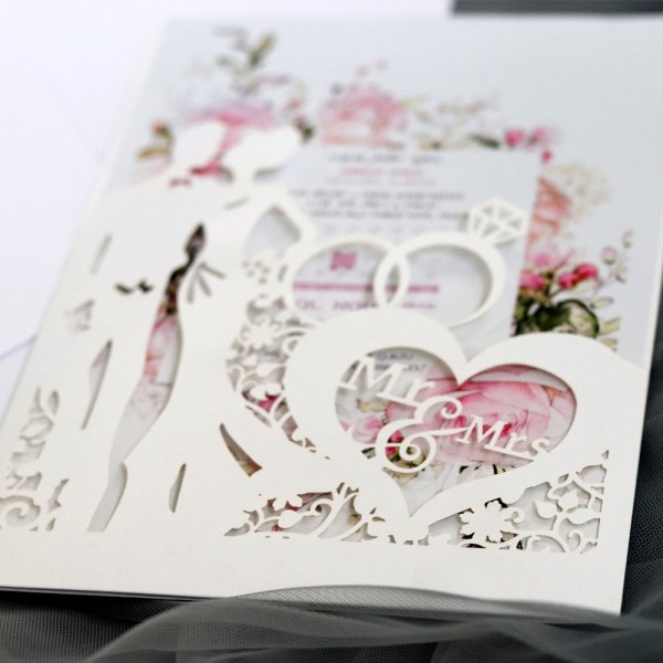 5 st Elegant gratulationskort för herr och fru bröllopsinbjudan 5PCS