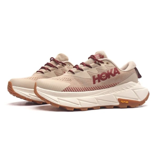 HOKA ONE ONE Skyline Float X Herrskor Låg-Topp Vägspringande Träningsskor Stretch-Stickade Vandringsskor Skin+ Wine Red 39