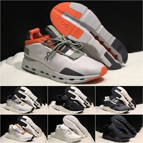 ON CLOUD 5 Herr Dam Bekväma Allround Slitstarka Halksäkra Dämpande Lätta Andningsbara Dämpande Låga Sneakers Casual Löparskor White Orange 37