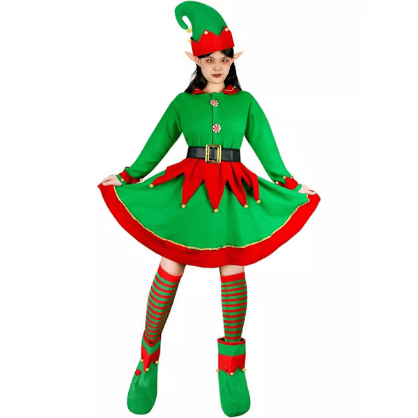 Dam Elfdräkt Julparty Festkläder Jultomten Hjälpare Outfit M