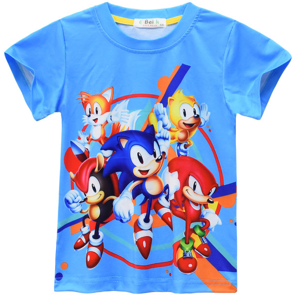 Sonic t-shirtshorts med 3D- print som andas för pojkar och flickor 110cm