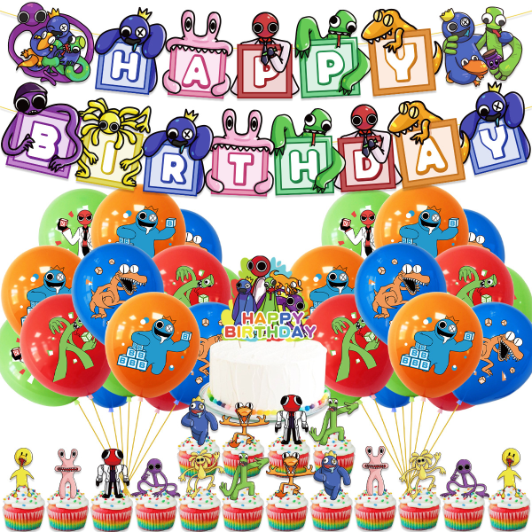 Roblox Rainbow Friends Party Ballonger Bordsartiklar Födelsedagsdekorationer