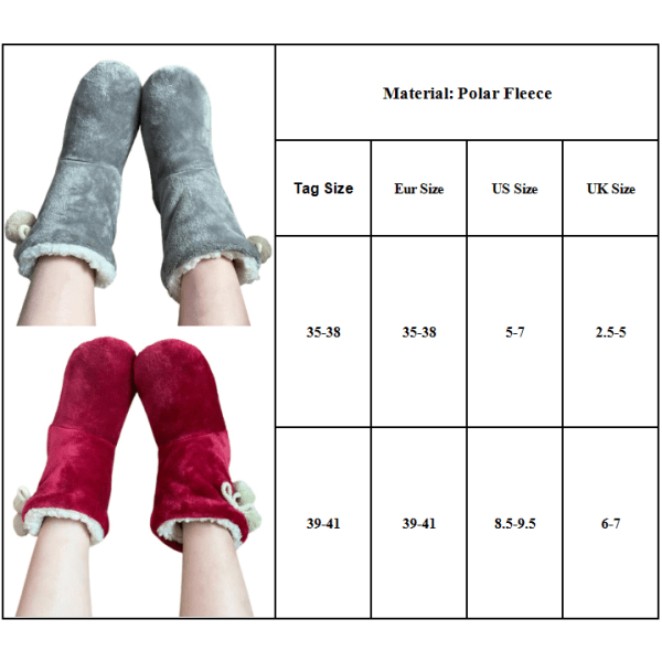 Kvinnor Hem Golvtofflor Vinter Varm Mjuk Fleece Sock Boots black 35-38