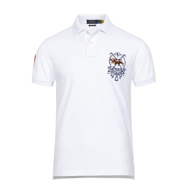 Ralph Lauren Herrarnas Solid Mjuka Andningsbara Mesh Polotröjor Slim Fit Krageknappar Kortärmade T-shirts Sommar Casual Strand Träning Tröja White M