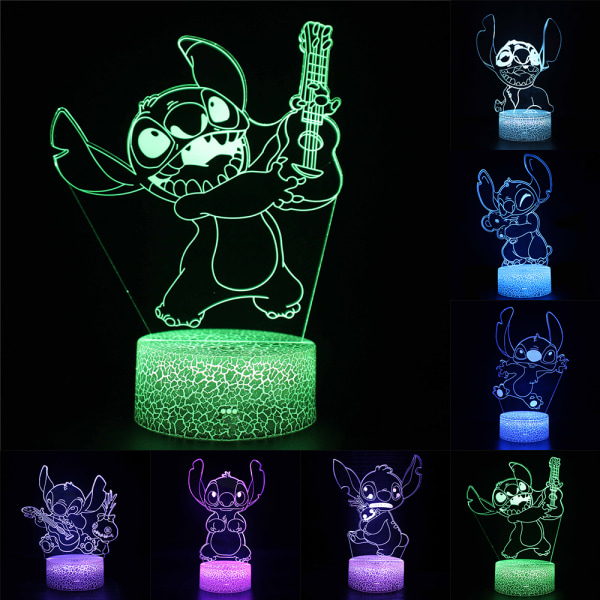 Stitch 3D-lampa LED-nattlampa med touch-kontroll USB-driven C