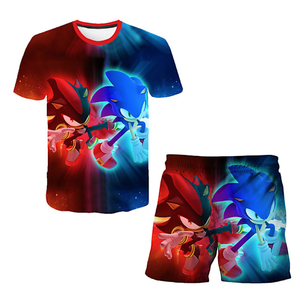 Sonic Barn Kläder Set Tecknad 3D-tryckt Pyjamas T-shirt Toppar Shorts Set Sovkläder #3 130cm