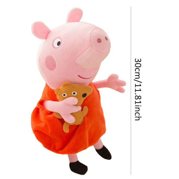 Peppa George Mor Far Mor Søde Udstoppede Dyr Plysdukke Blød Tegneserie Plys Pude, til Børn Piger Drenge Fødselsdagsgave A 30cm