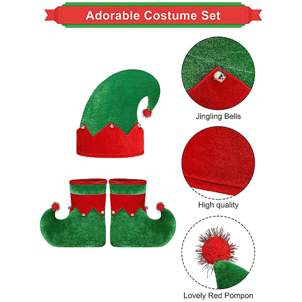 Elf Cosplay-kostym för kvinnor, komplett set för julparty, vuxna, festlig outfit L
