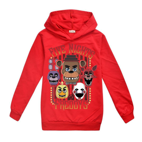 Barn Pojkar Tecknad FNAF Five Night At Freddy's Printed långärmad hoodie Pullover Tröja med huva Red 140cm