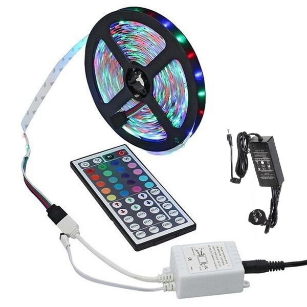 5M RGB vattentät LED Strip ljus SMD med 44 Key Remote 12V Kit