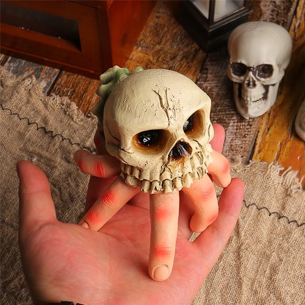 Halloween Hodeskalle Spøkelse Hånd Statue Skrekk Hagepynt Resin Conch Parodi Dekor