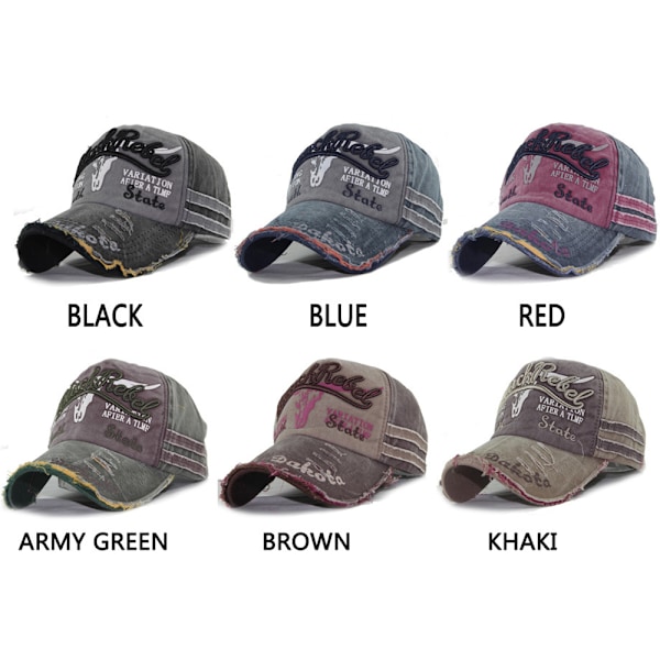 Sliten Retro Basebollkeps Herr Dam Stonewash Hip Hop Justerbar Truckerkeps Black