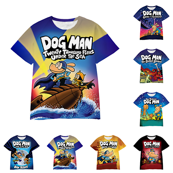 DOG MAN 3D-tryckta kortärmade T-shirts Casual Toppar Barn Pojkar Flickor T-shirts #1 130cm